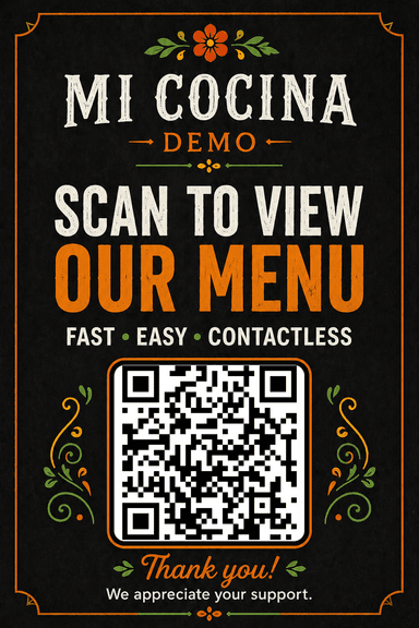 Mi Cocina QR flyer